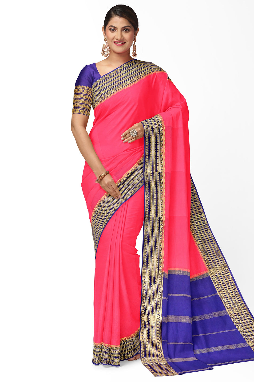 Pink Pure Mysore Crepe Silk Saree | SILK MARK CERTIFIED