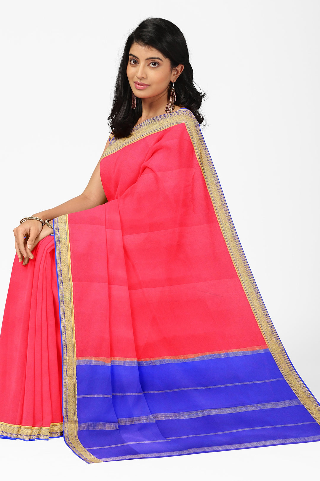 Pink Colour Pure Mysore Crepe Silk Saree | SILK MARK CERTIFIED