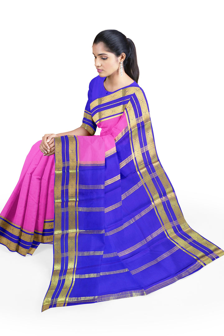 Pink Pure Mysore Crepe Silk Saree | SILK MARK CERTIFIED