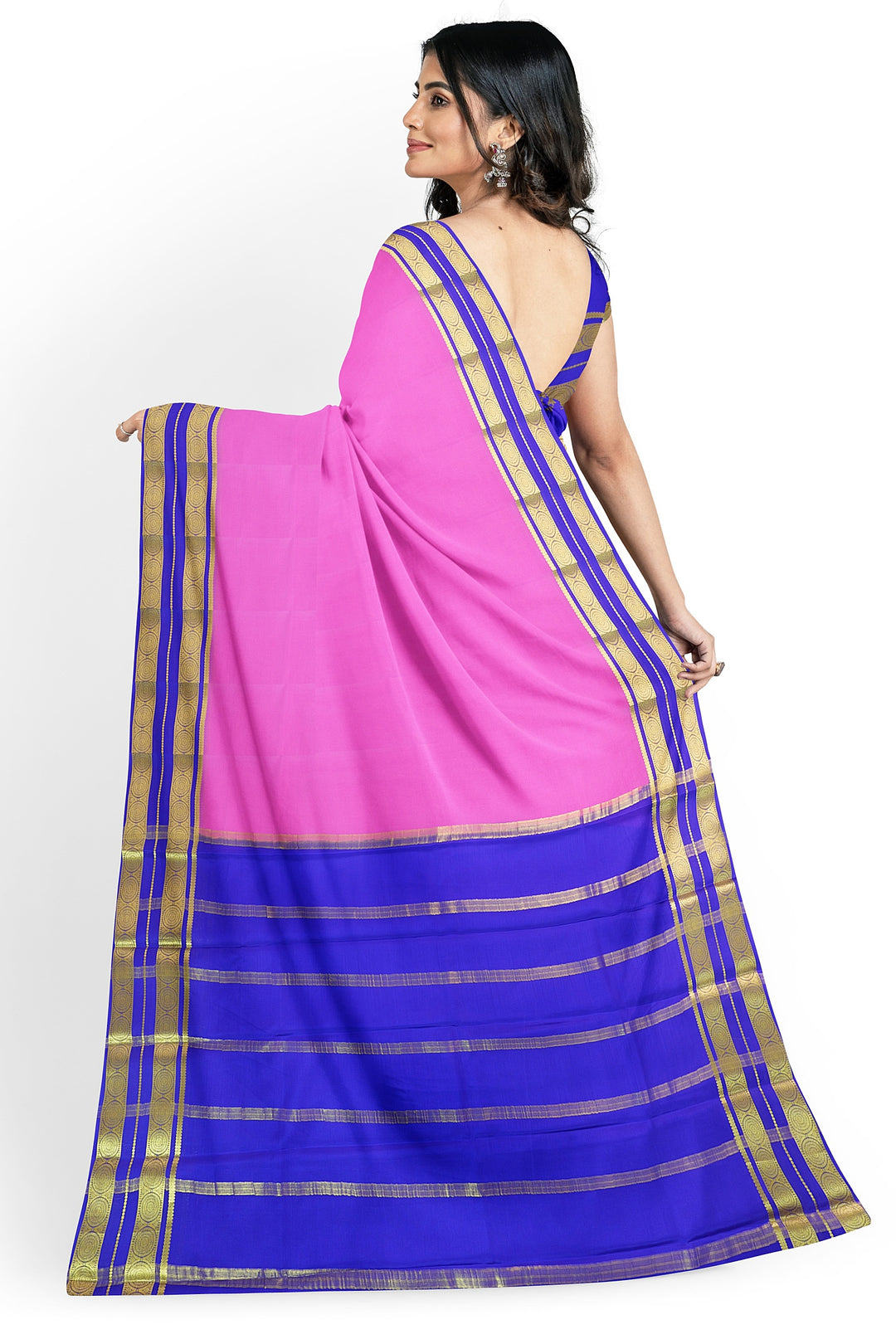 Pink Pure Mysore Crepe Silk Saree | SILK MARK CERTIFIED