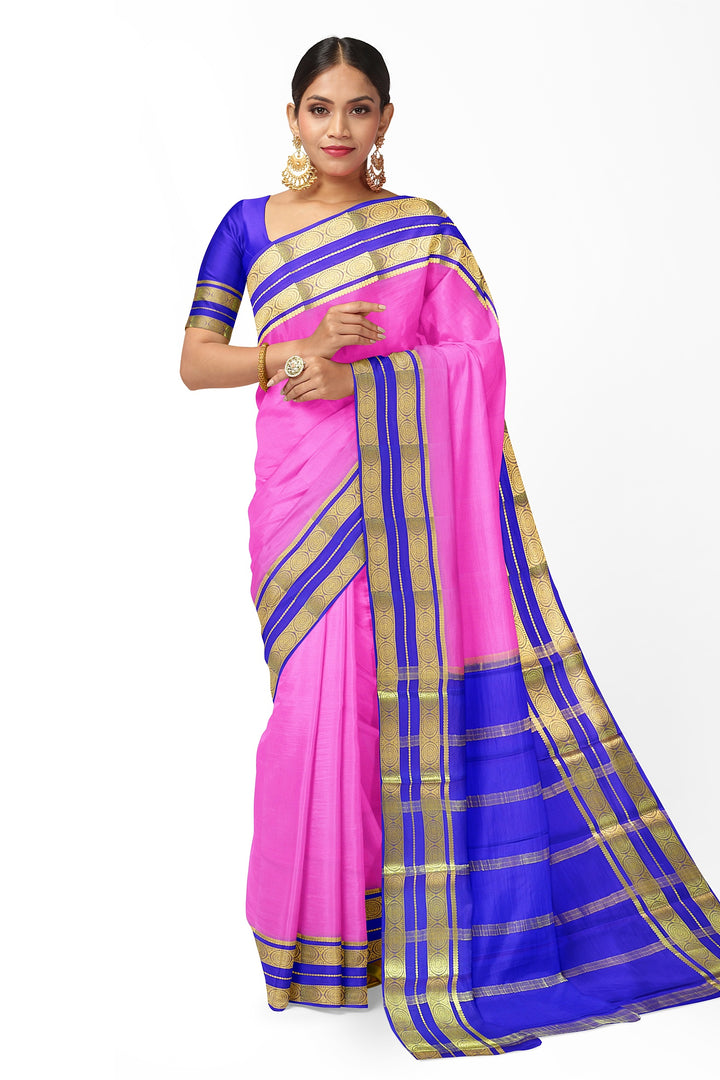 Pink Pure Mysore Crepe Silk Saree | SILK MARK CERTIFIED