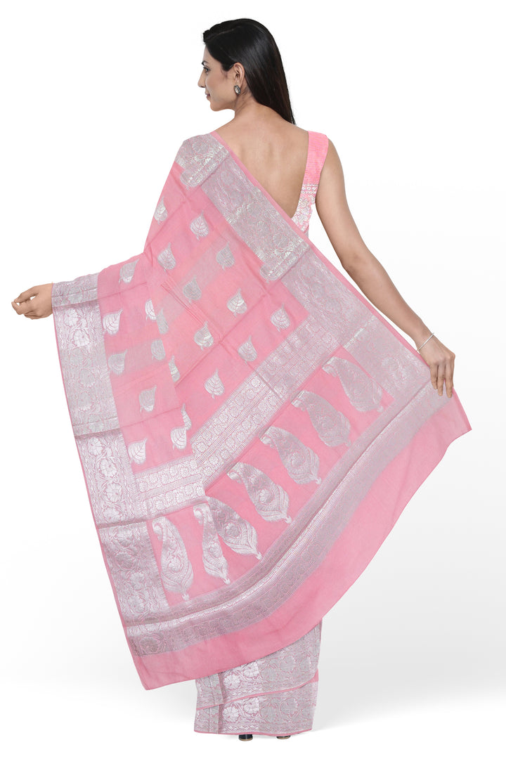 LIGHT PINK COLOUR BLENDED BANARASI HANDLOOM SAREE