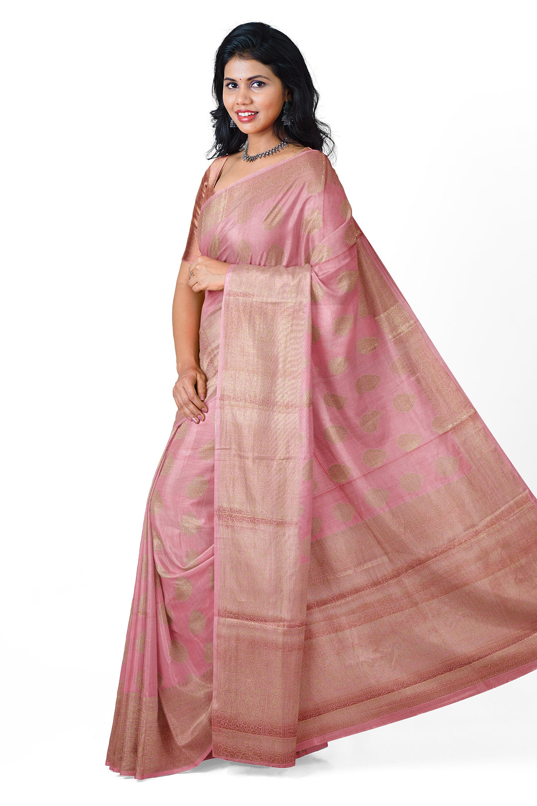 PEACH COLOUR CHINIYA SILK BANARASI HANDLOOM SAREE