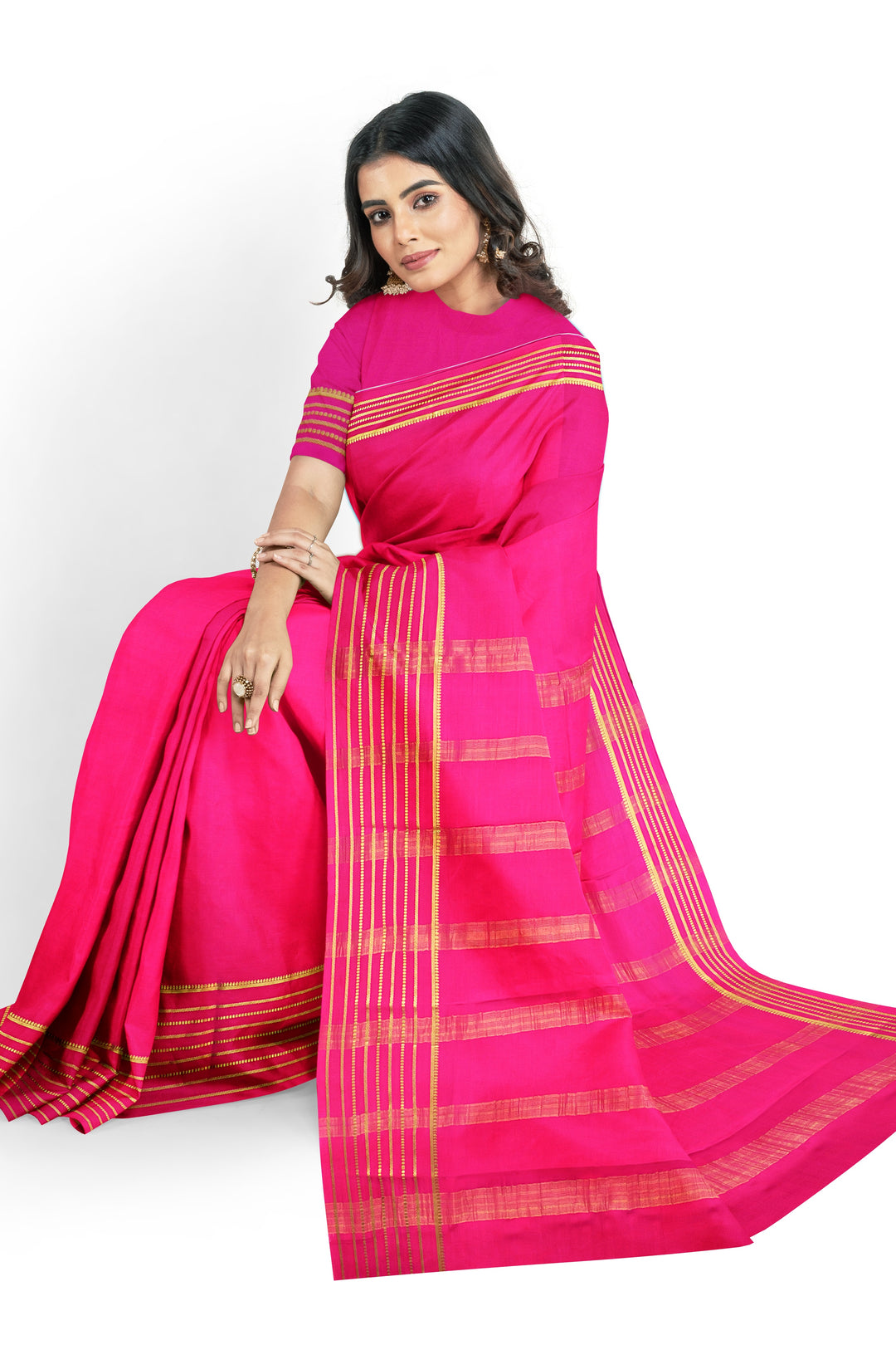 Dark Pink Pure Mysore Crepe Silk Saree | SILK MARK CERTIFIED - ATHARVA