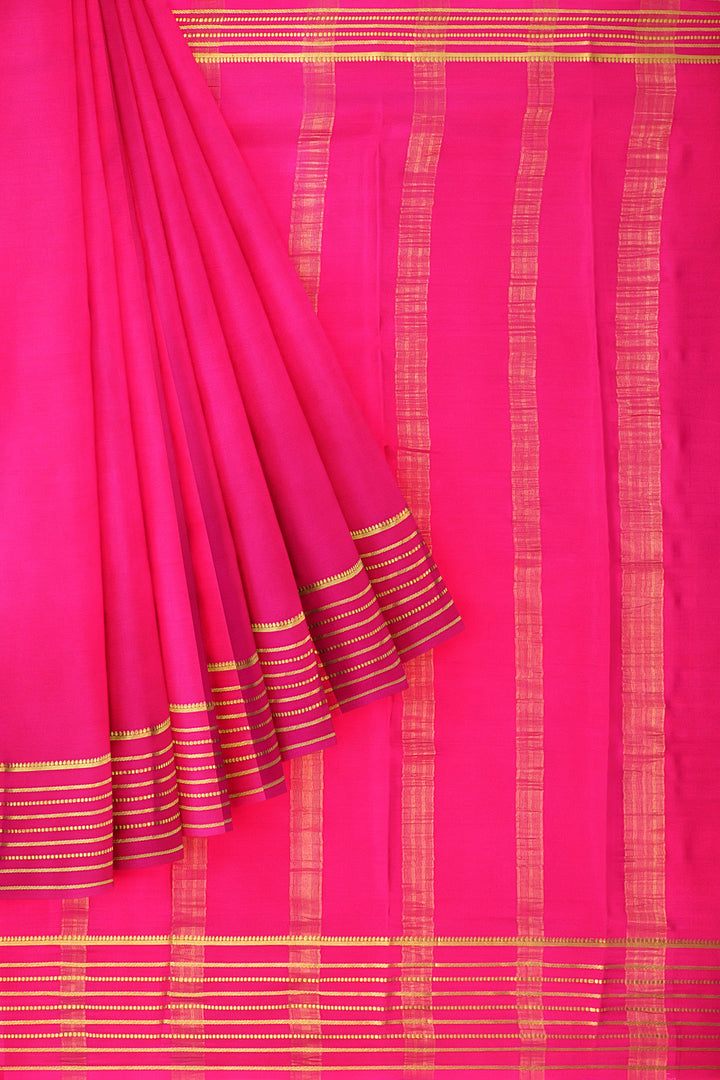 Dark Pink Pure Mysore Crepe Silk Saree | SILK MARK CERTIFIED - ATHARVA