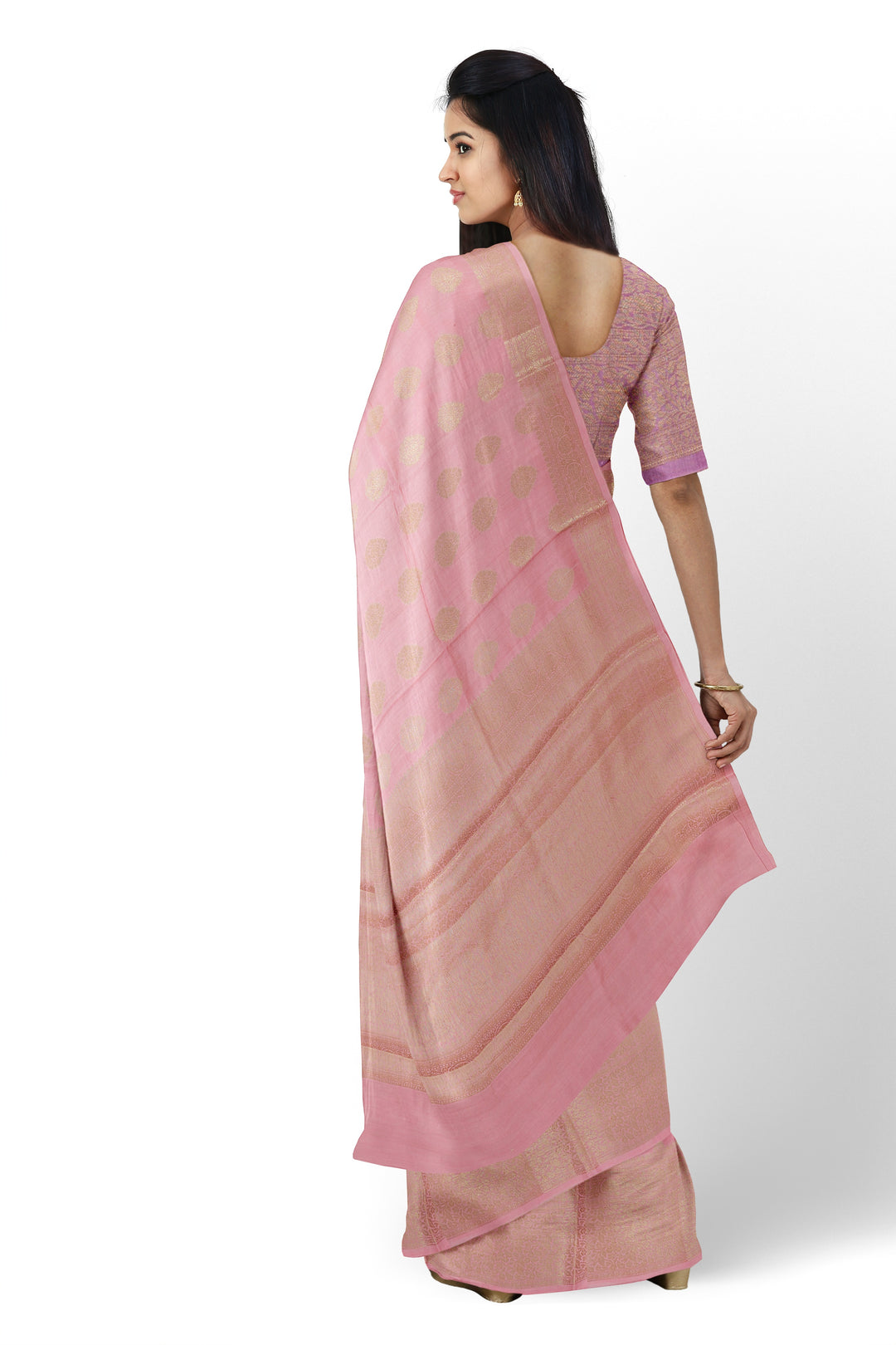 PASTEL PINK COLOUR CHINIYA SILK BANARASI HANDLOOM SAREE