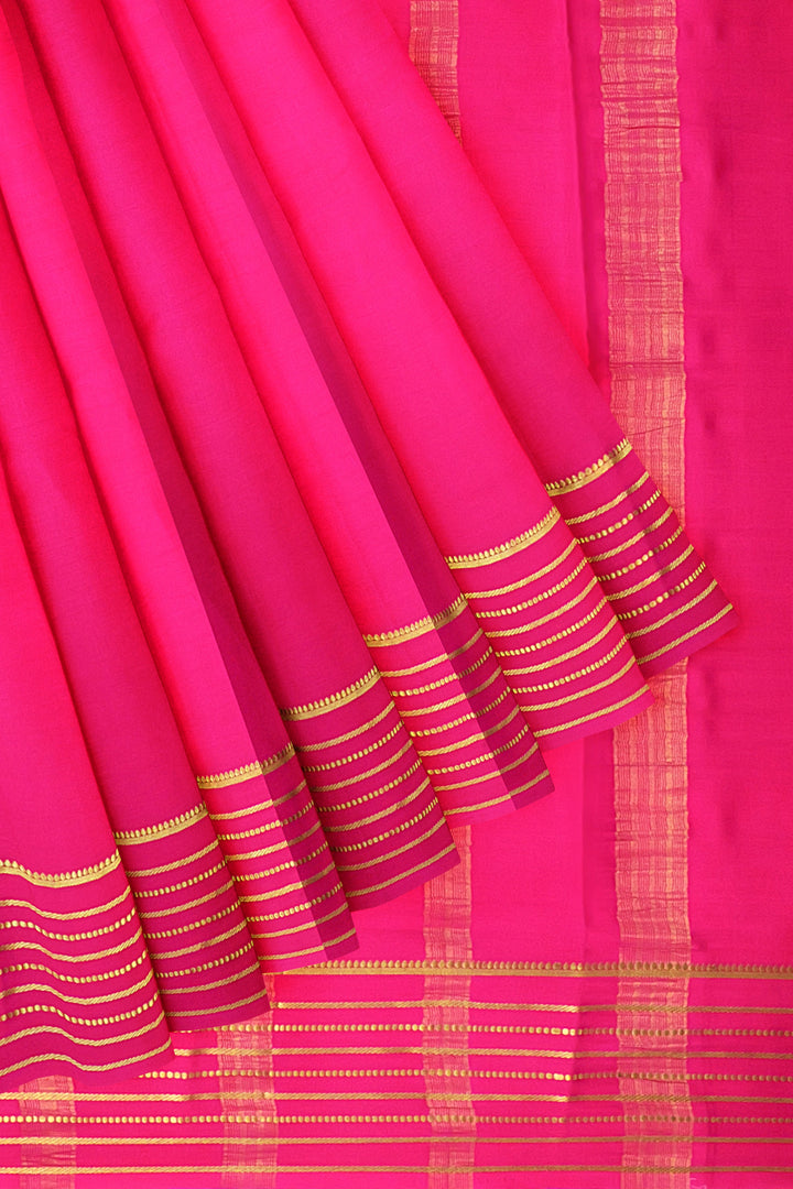 Dark Pink Pure Mysore Crepe Silk Saree | SILK MARK CERTIFIED - ATHARVA