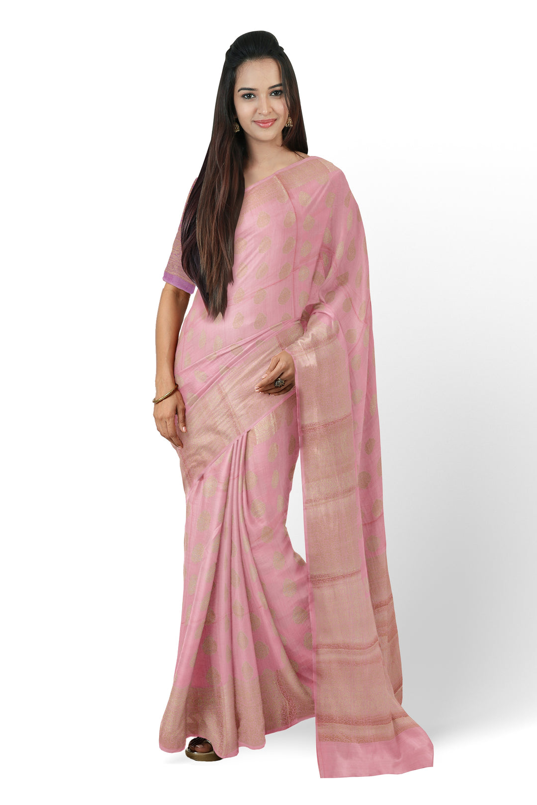 PASTEL PINK COLOUR CHINIYA SILK BANARASI HANDLOOM SAREE