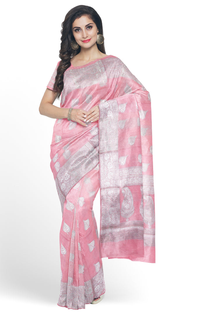 LIGHT PINK COLOUR BLENDED BANARASI HANDLOOM SAREE