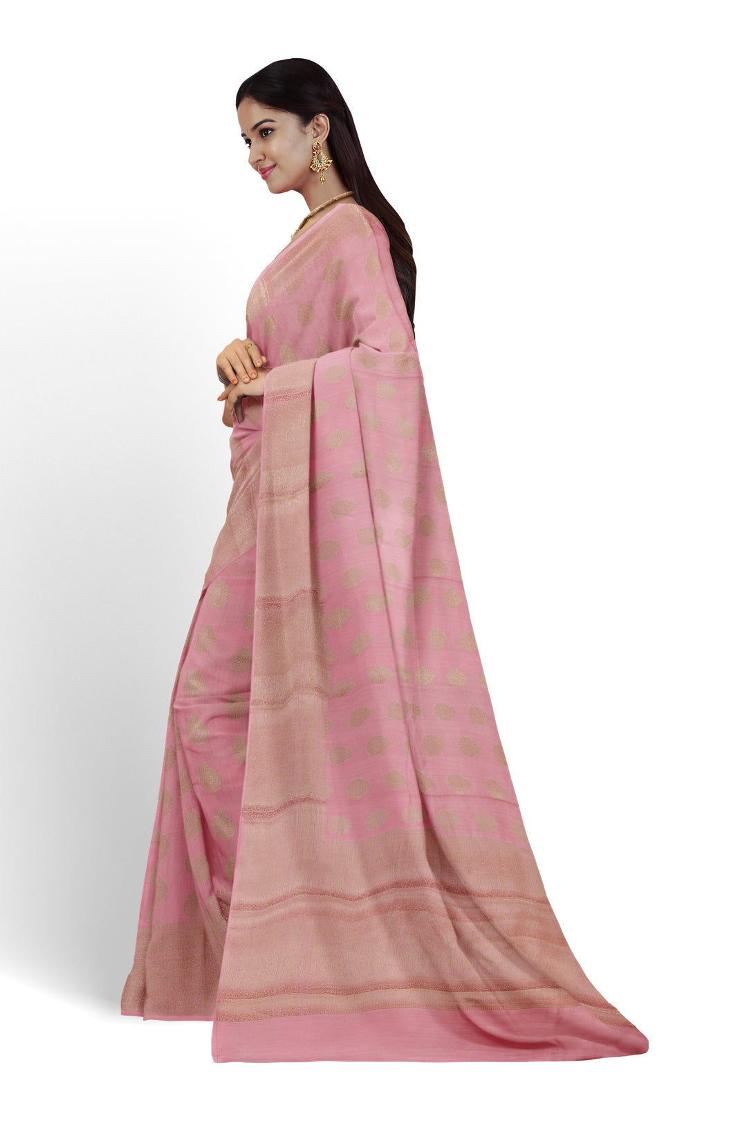 PASTEL PINK COLOUR CHINIYA SILK BANARASI HANDLOOM SAREE