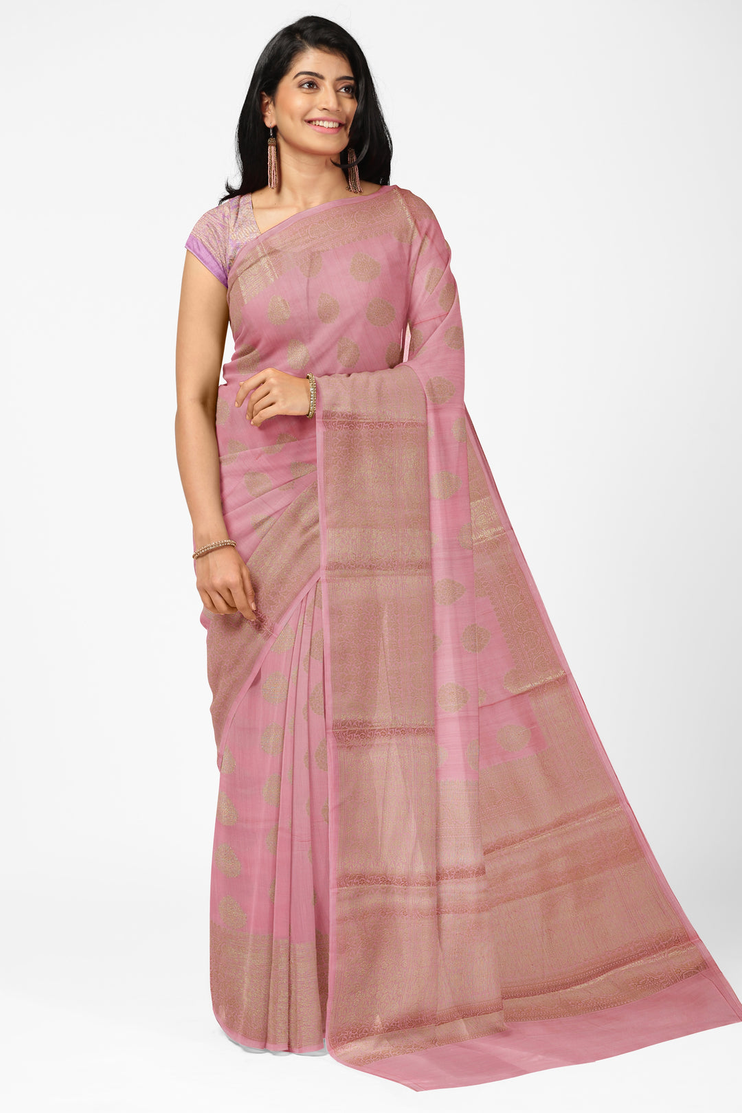 PASTEL PINK COLOUR CHINIYA SILK BANARASI HANDLOOM SAREE