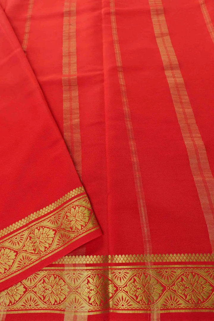 Pink Mysore Silk Saree with red pallu