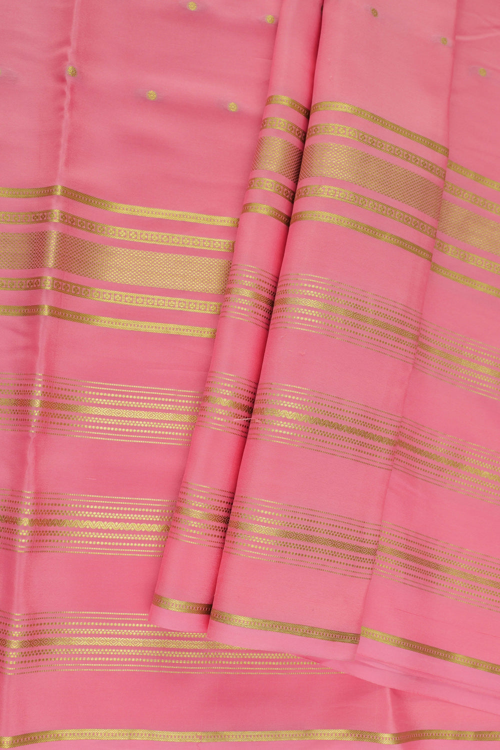 Pink Mysore silk saree with plain blouse fabric