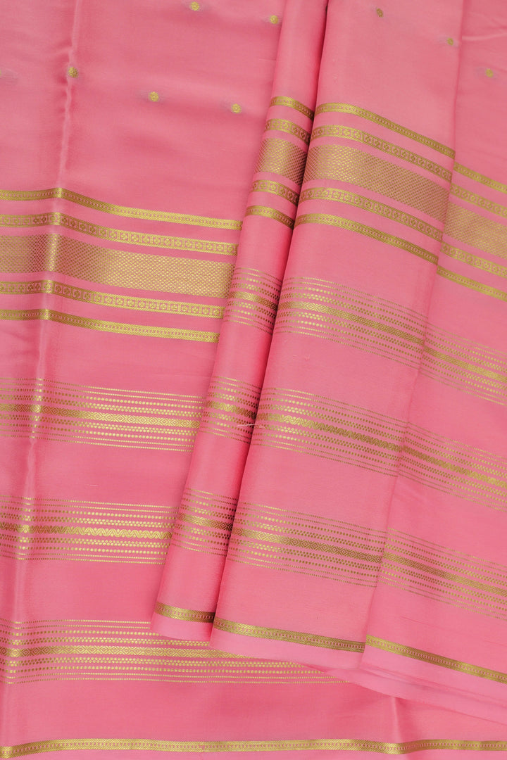 Pink Mysore silk saree with plain blouse fabric