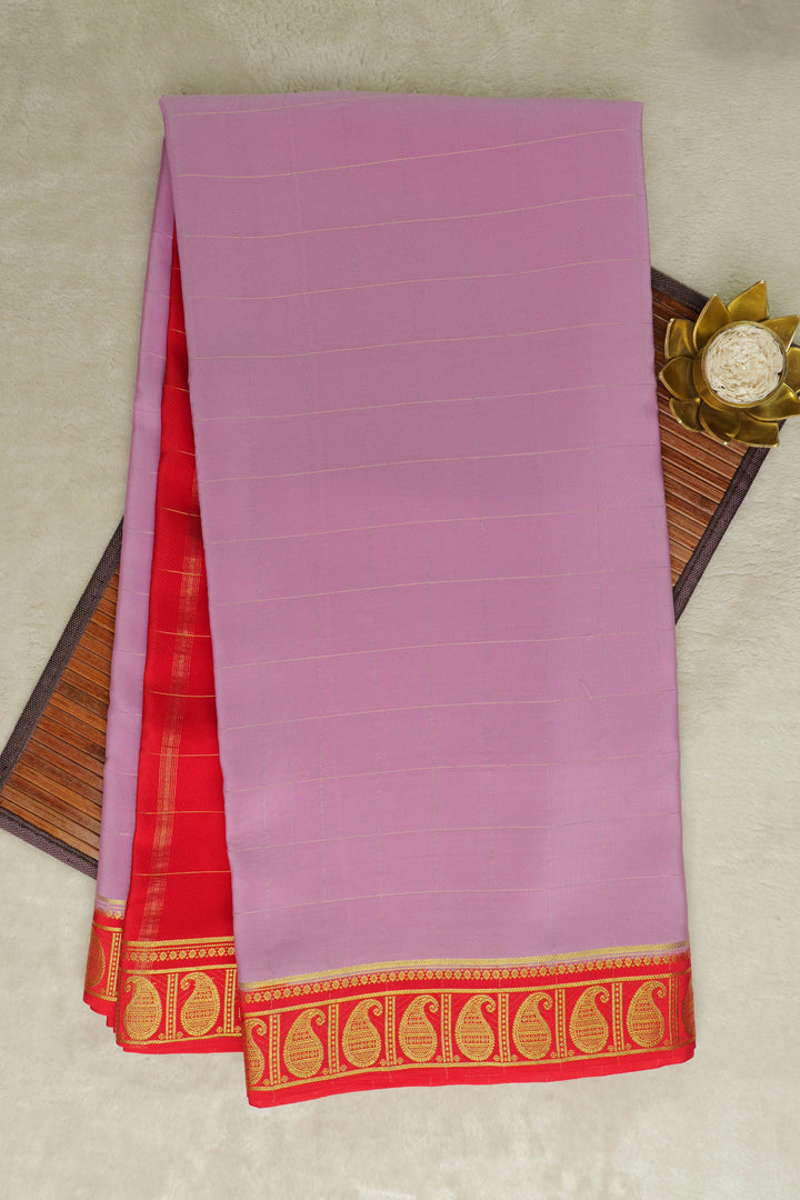 Pink Mysore silk sarees with red border