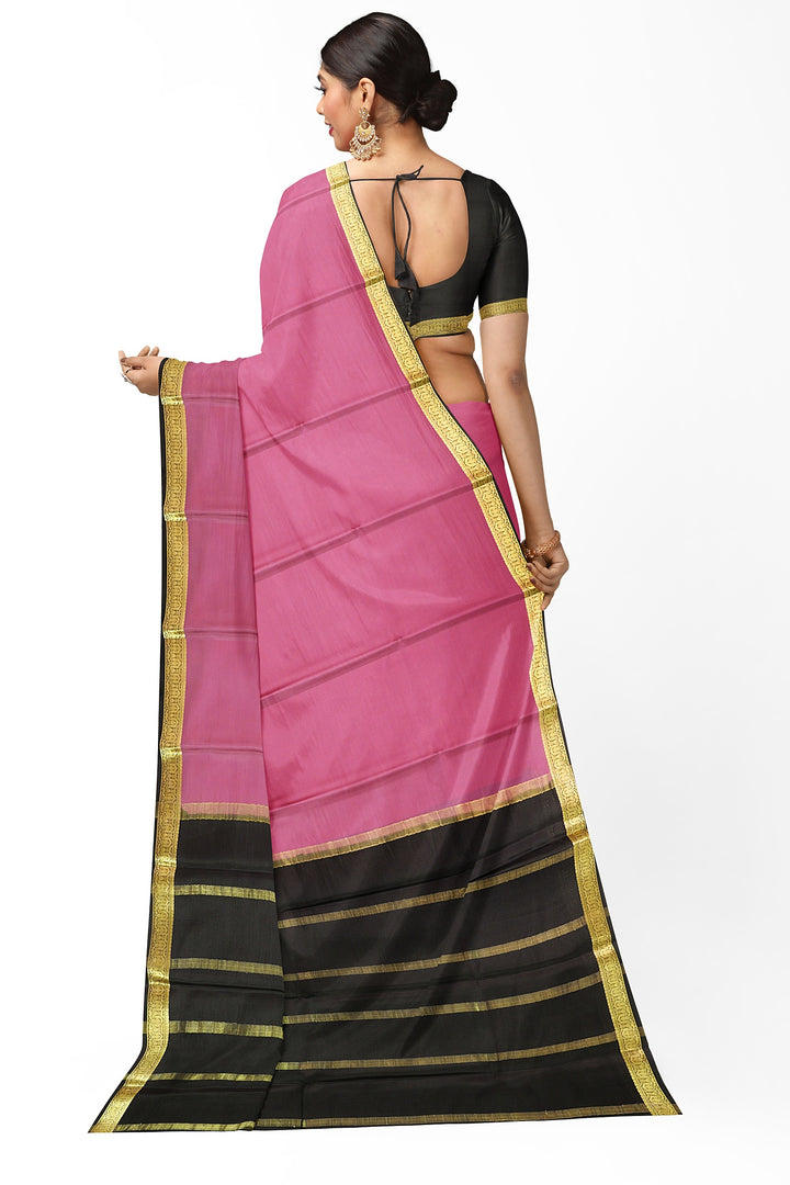 Pink Pure Mysore Crepe Silk Saree | SILK MARK CERTIFIED