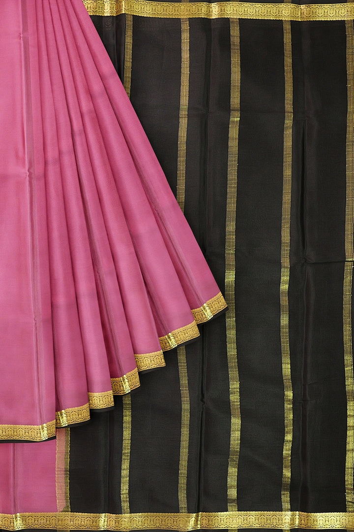 Pink Pure Mysore Crepe Silk Saree | SILK MARK CERTIFIED