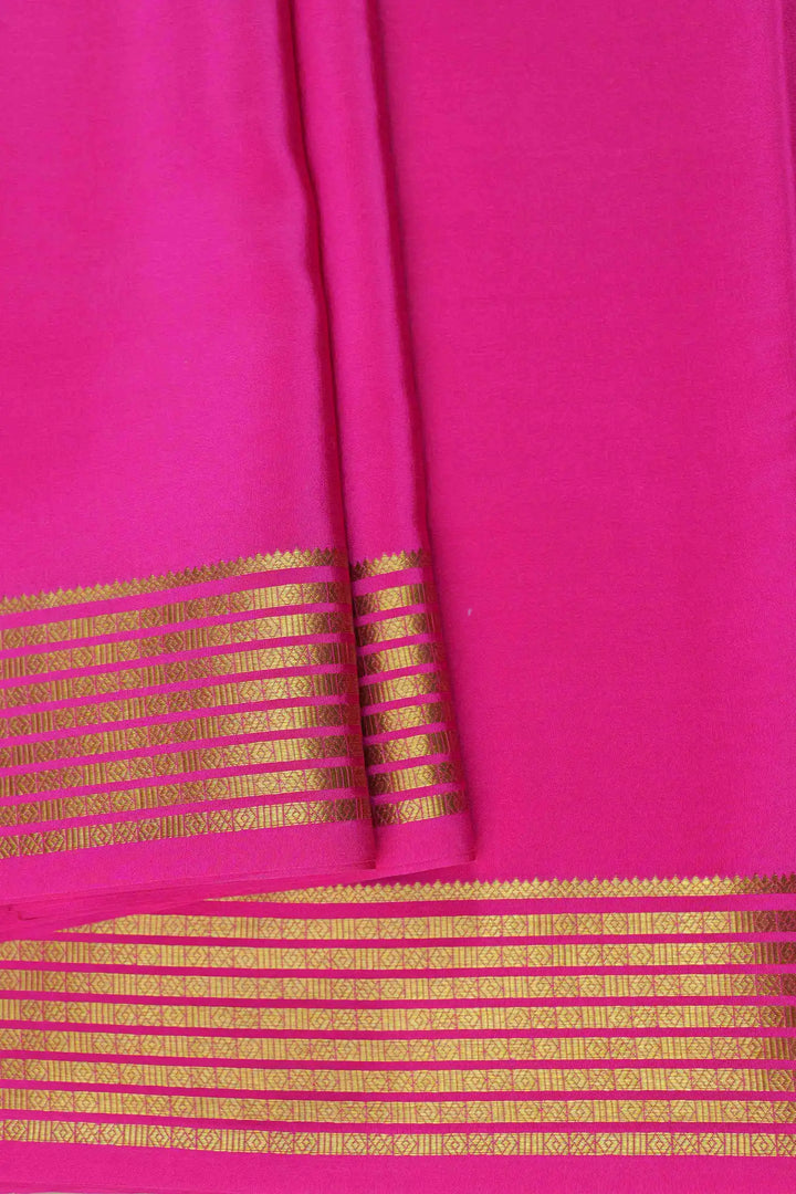 Pink Pure Mysore Silk Sarees with Gold Zari Border