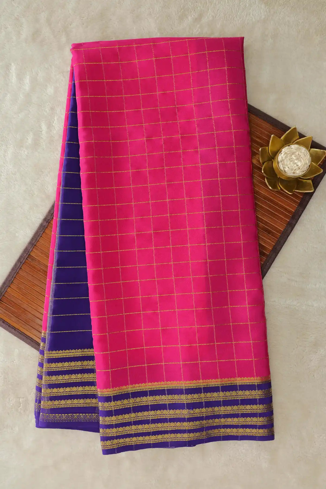 Pink Small Checks Mysore Silk Sarees Price