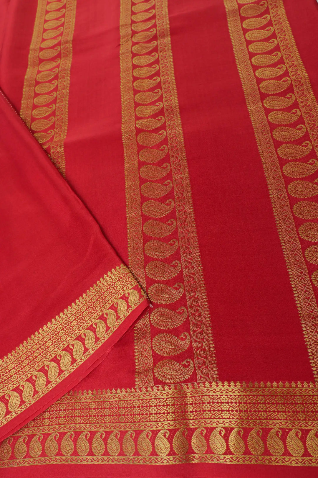 Pink and Red Color Mysore Silk Saree with Contrast Red Blouse