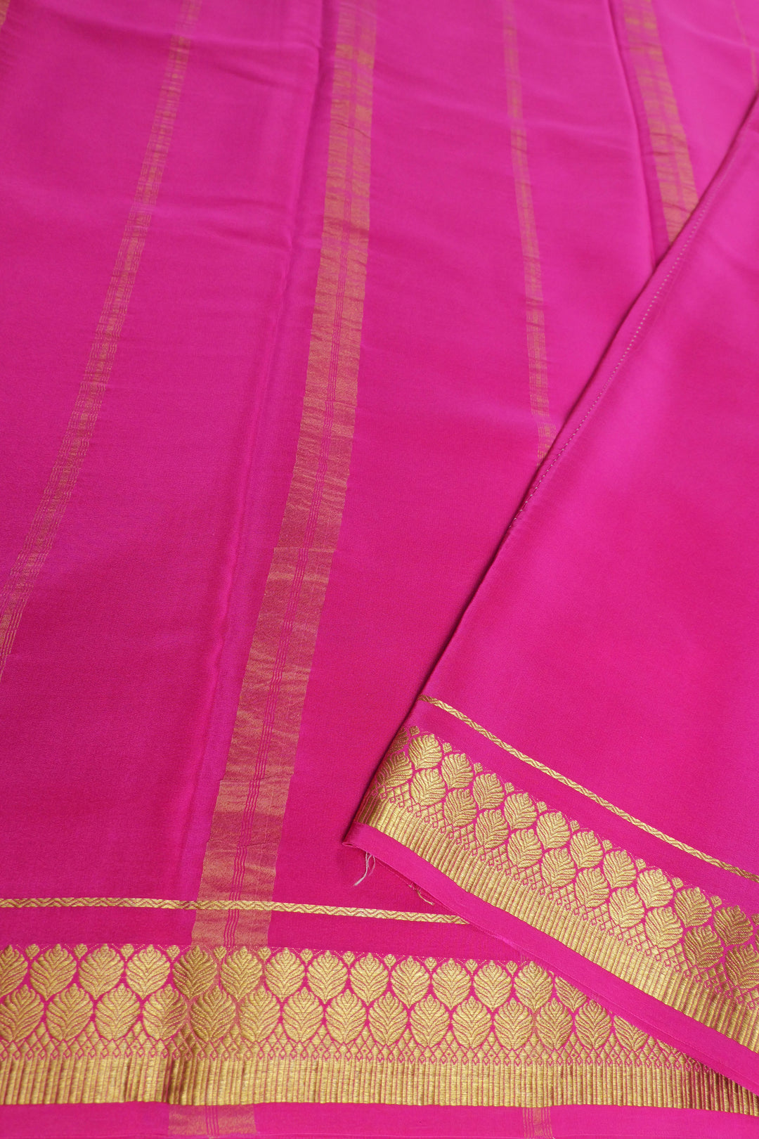 Pink pallu grey Mysore silk saree