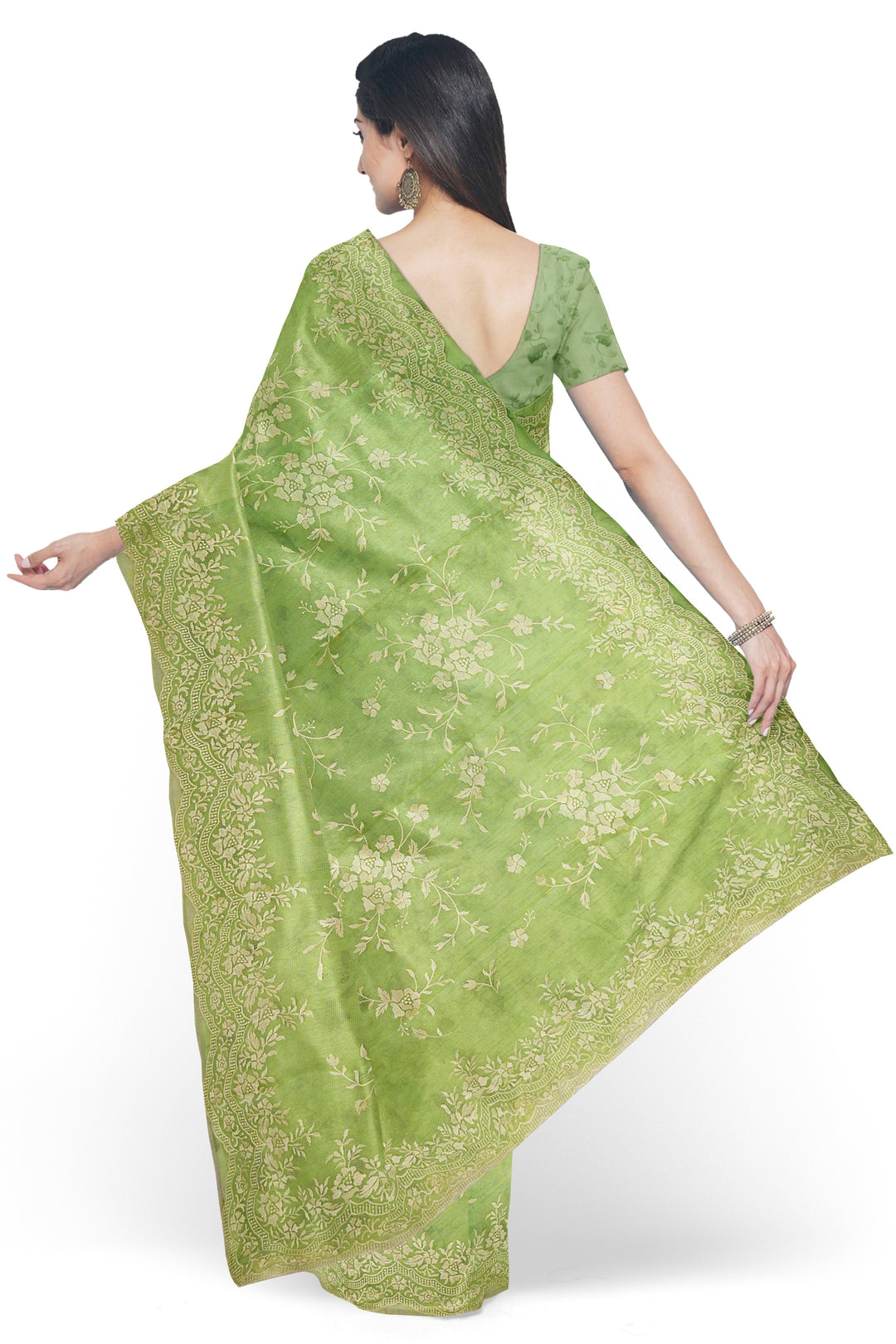 HANDWOVEN PASTEL GREEN ORGANZA SILK SAREE