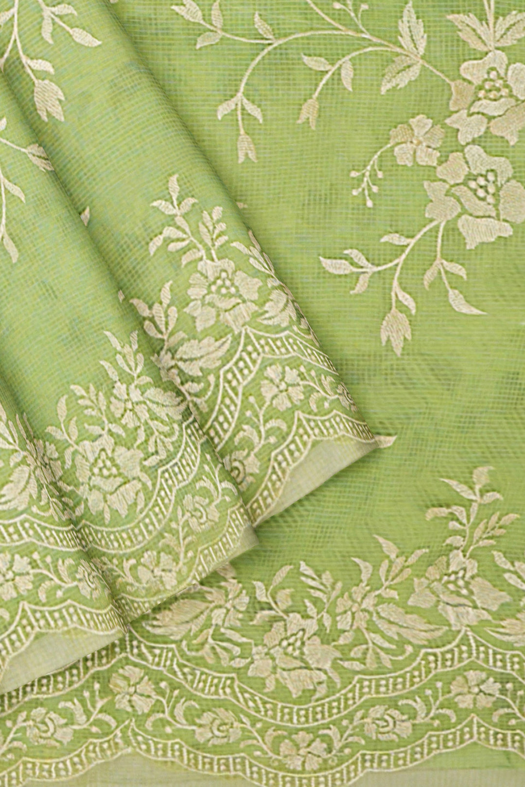 HANDWOVEN PASTEL GREEN ORGANZA SILK SAREE