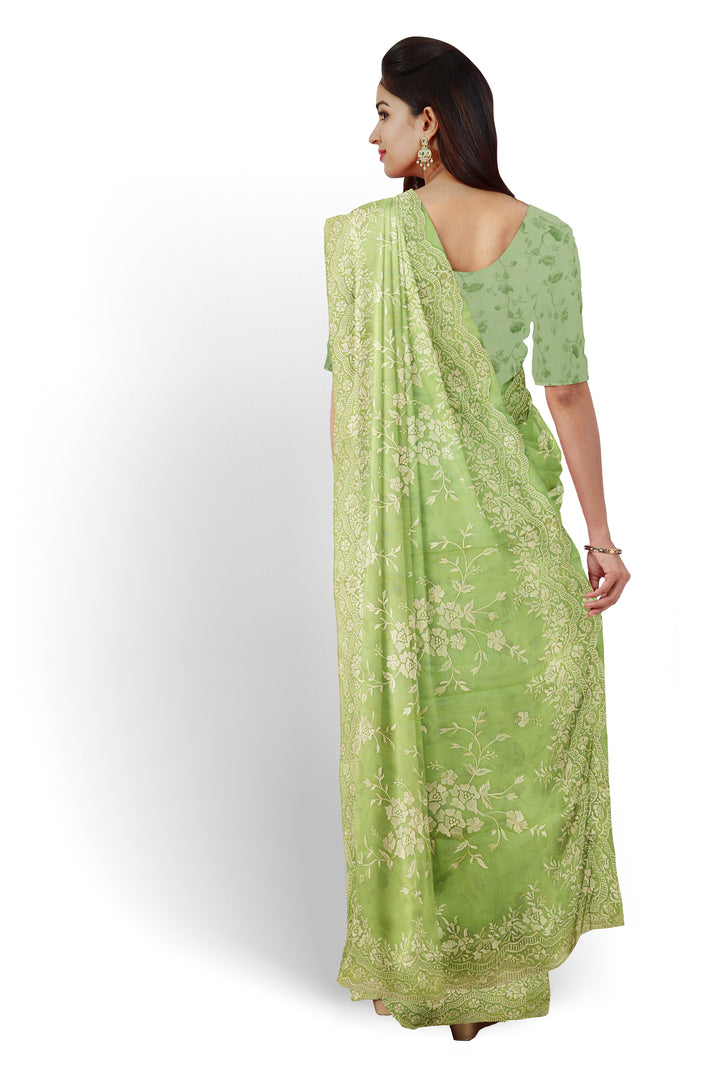 HANDWOVEN PASTEL GREEN ORGANZA SILK SAREE