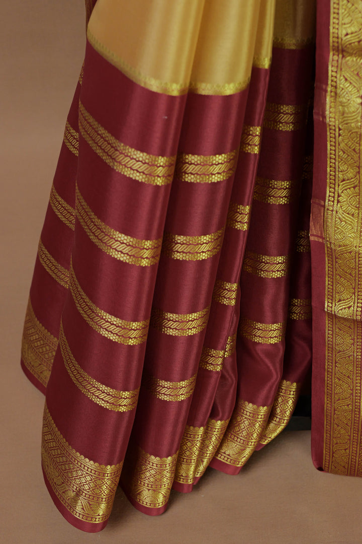 BROWN PURE MYSORE SILK SAREES