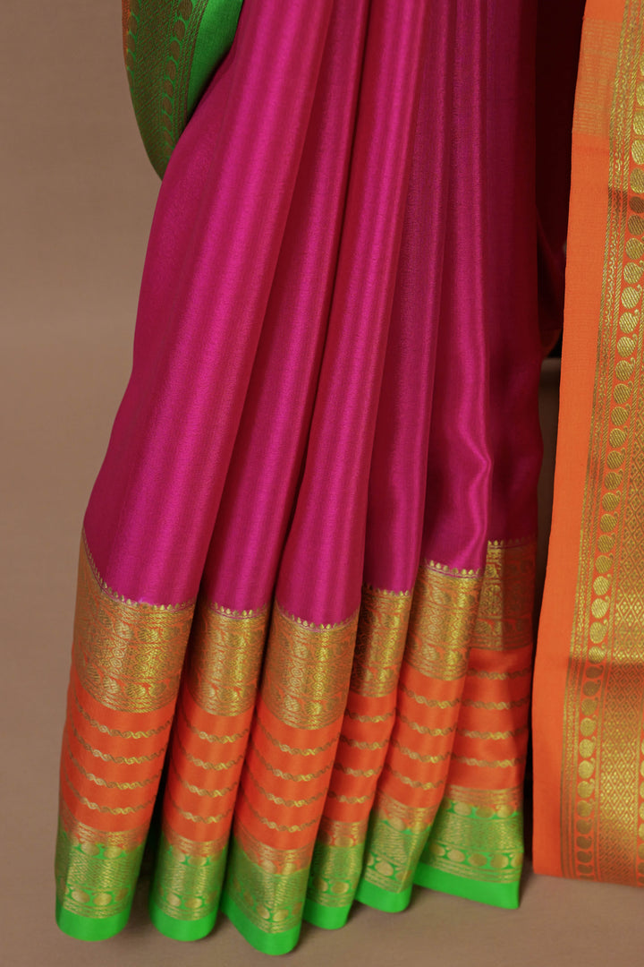 ORANGE PURE MYSORE SILK SAREES