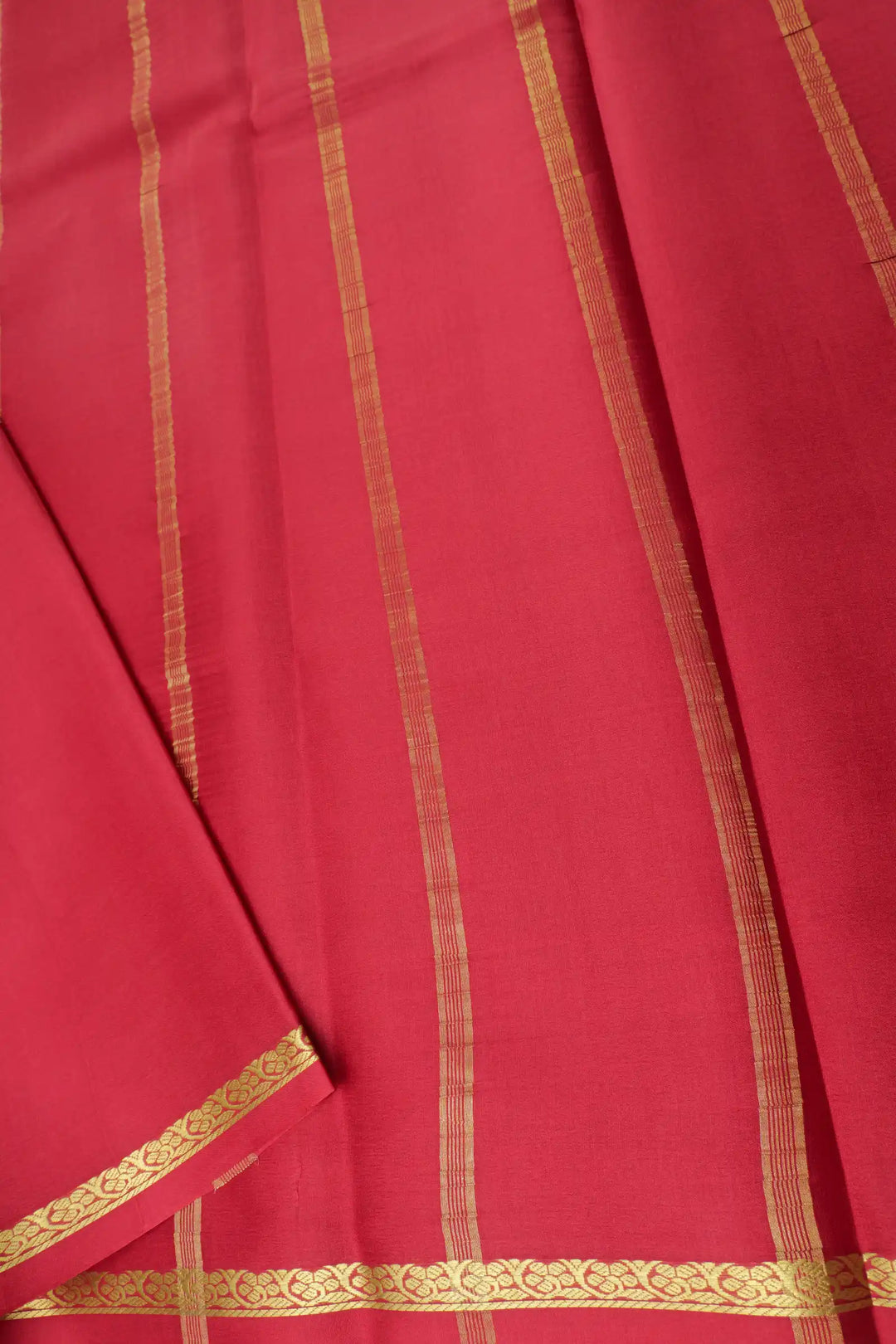 Half Inch Floral Border Pure Mysore Silk Saree in Red Color with Self Red Color Blouse