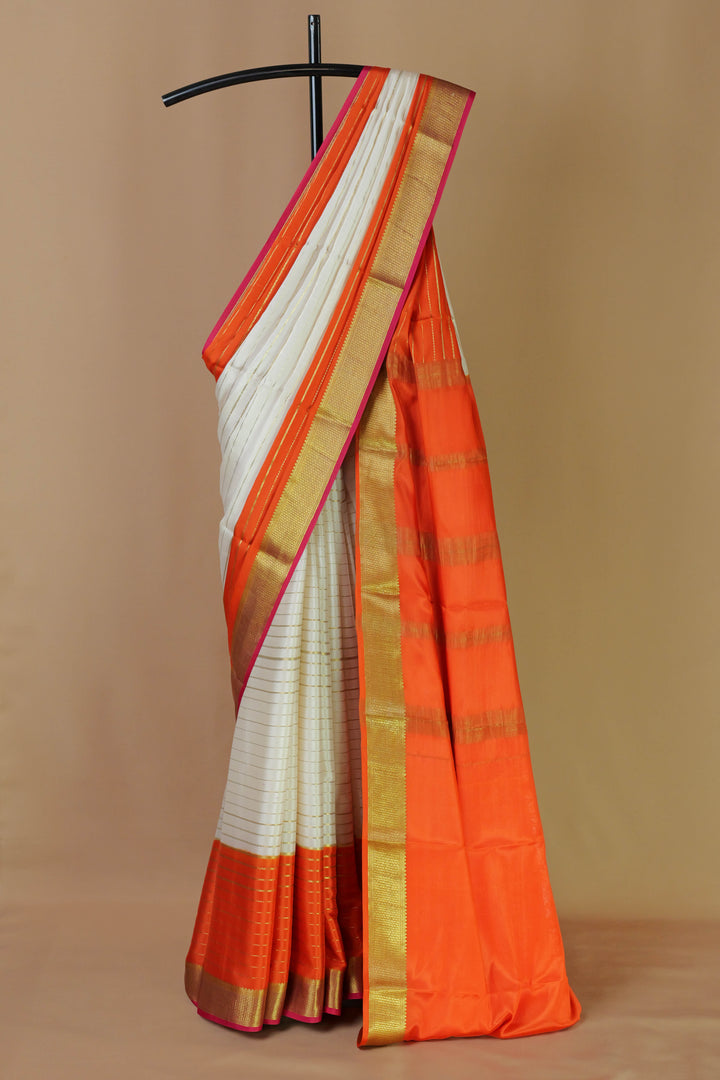 ORANGE PURE MYSORE SILK SAREES