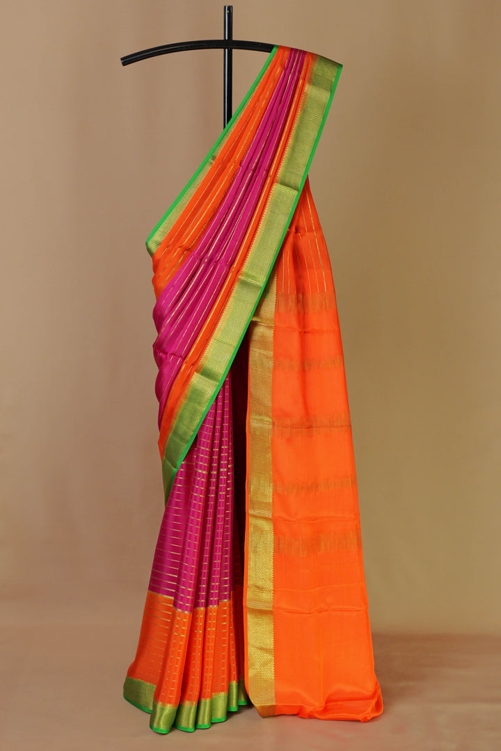 ORANGE PURE MYSORE SILK SAREES