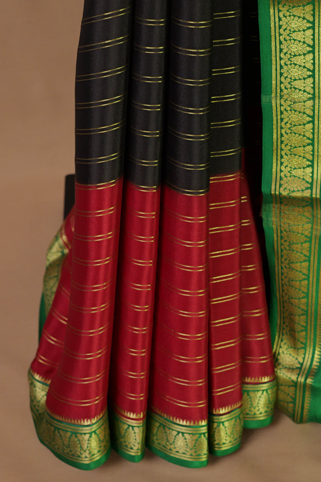 MAROON PURE MYSORE CREPE SILK SAREES