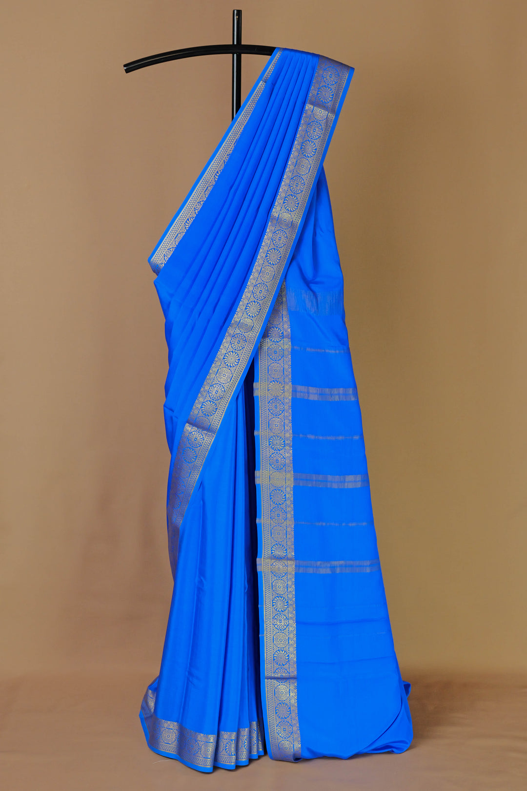 BLUE PURE MYSORE CREPE SILK SAREES