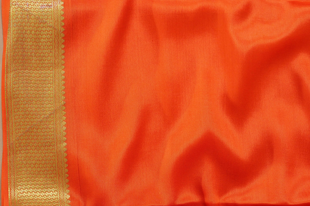 ORANGE & BLACK PURE MYSORE SILK SAREES