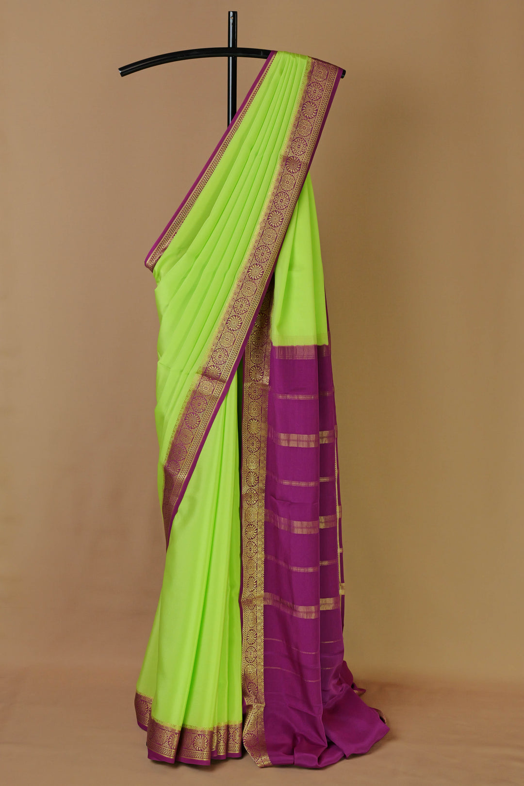 GREEN PURPLE CREPE MYSORE SILK SAREES