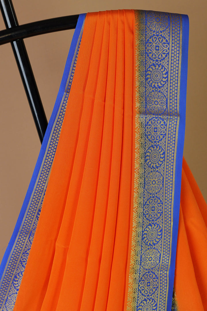 ORANGE BLUE MYSORE CREPE SILK SAREES