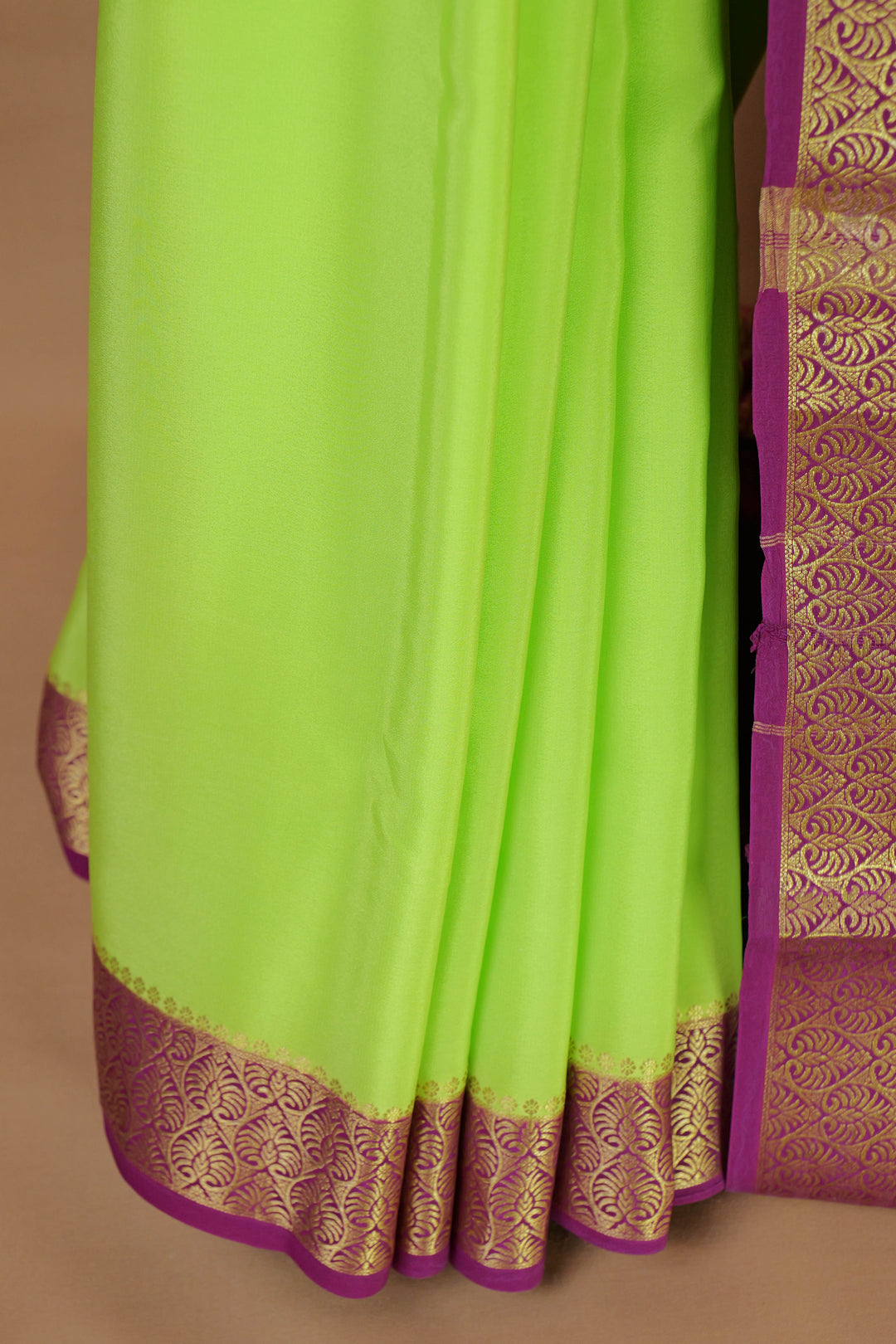 GREEN PINK MYSORE CREPE SILK SAREES