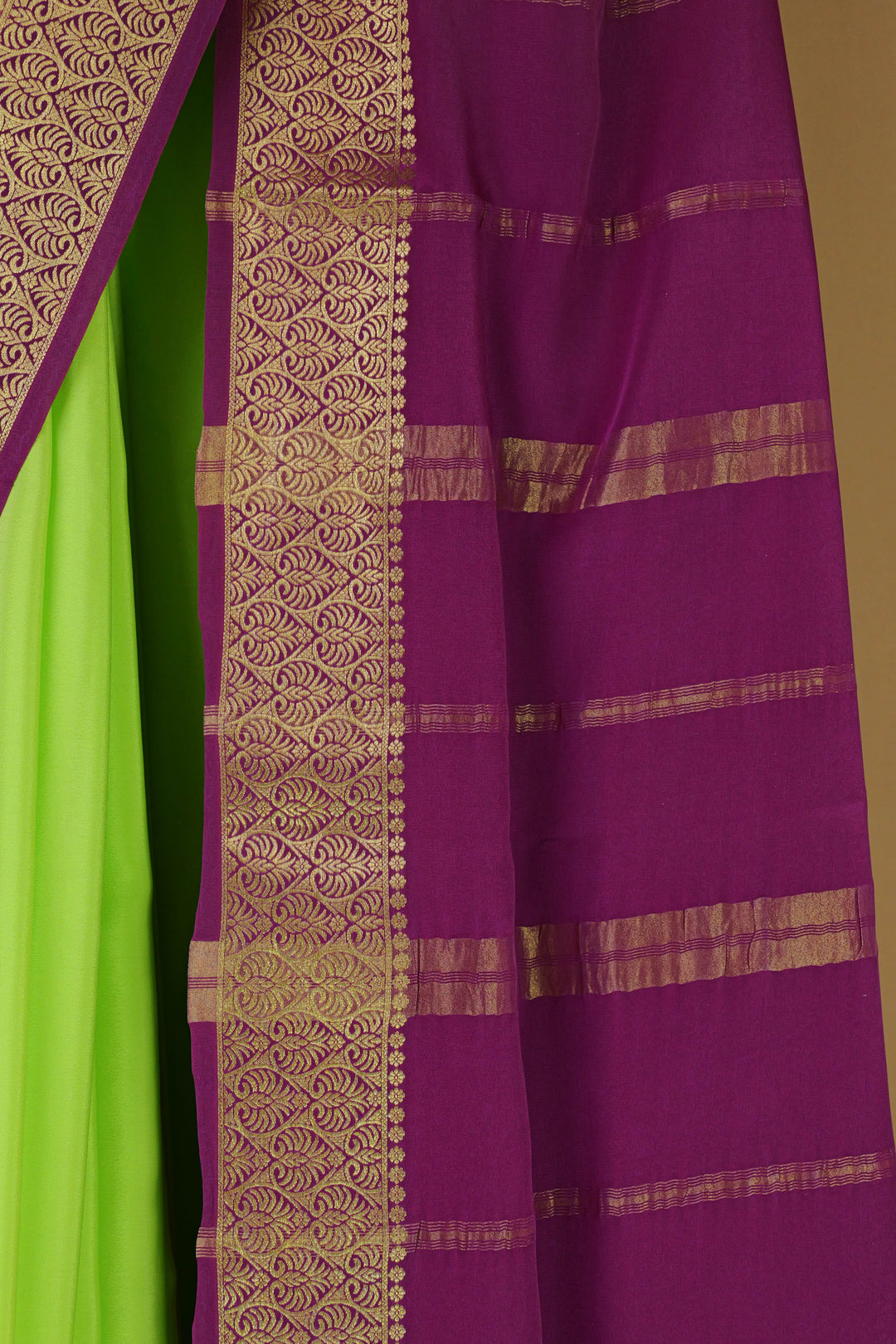 GREEN PINK CREPE MYSORE SILK SAREES