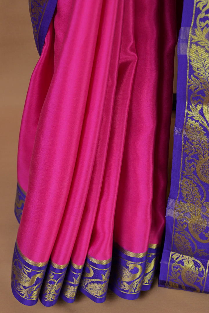 PINK & PURPLE PURE CREPE MYSORE SILK SAREE