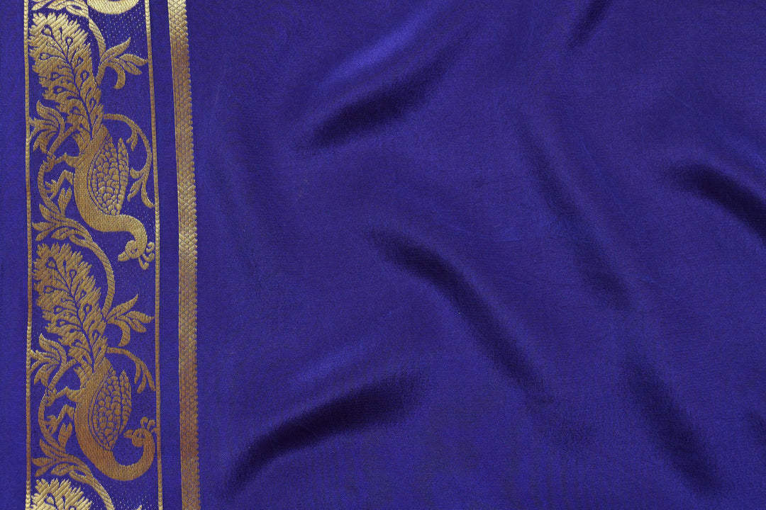 BLUE MYSORE CREPE SILK SAREES