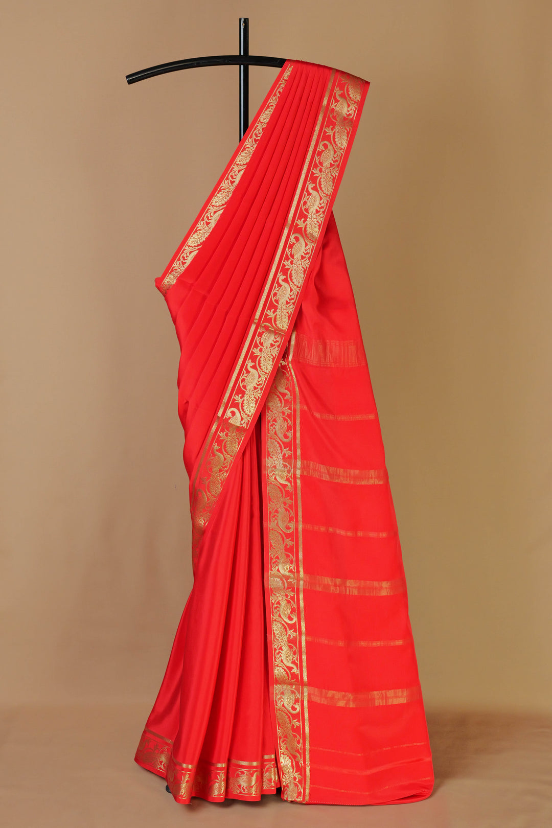 ORANGE CREPE MYSORE SILK SAREES