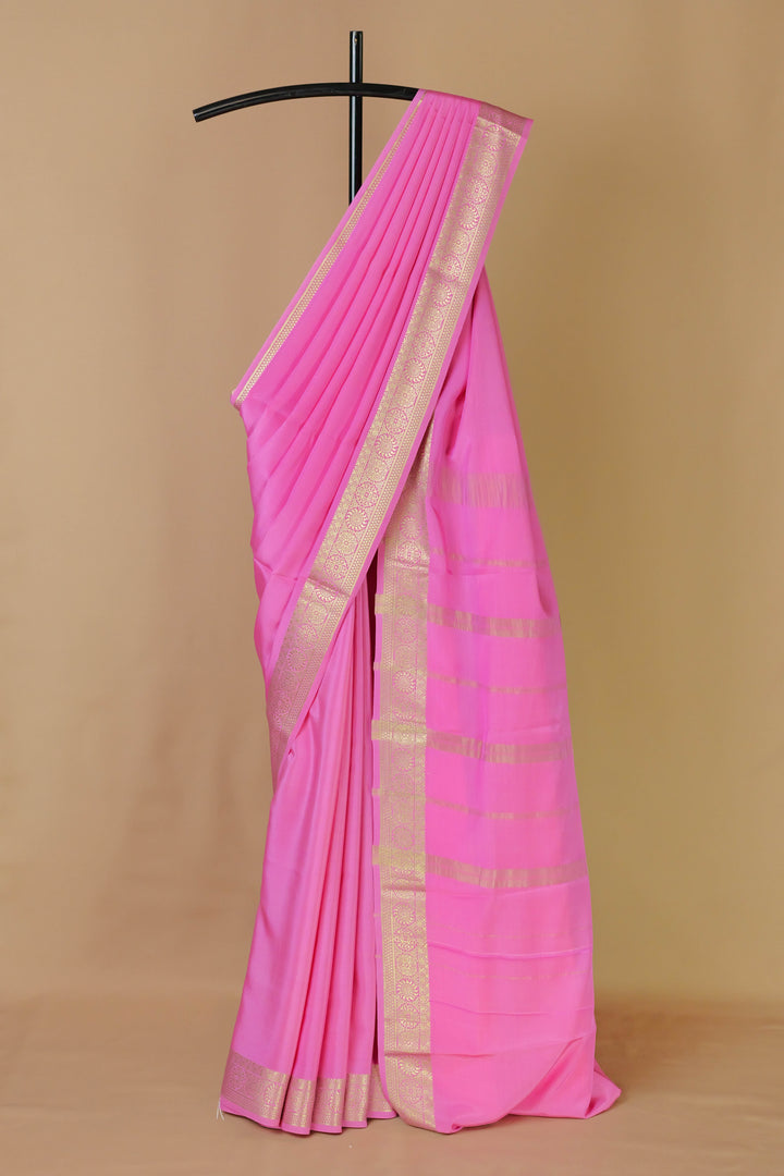 ROSE PINK PURE CREPE SILK SAREES IMAGES