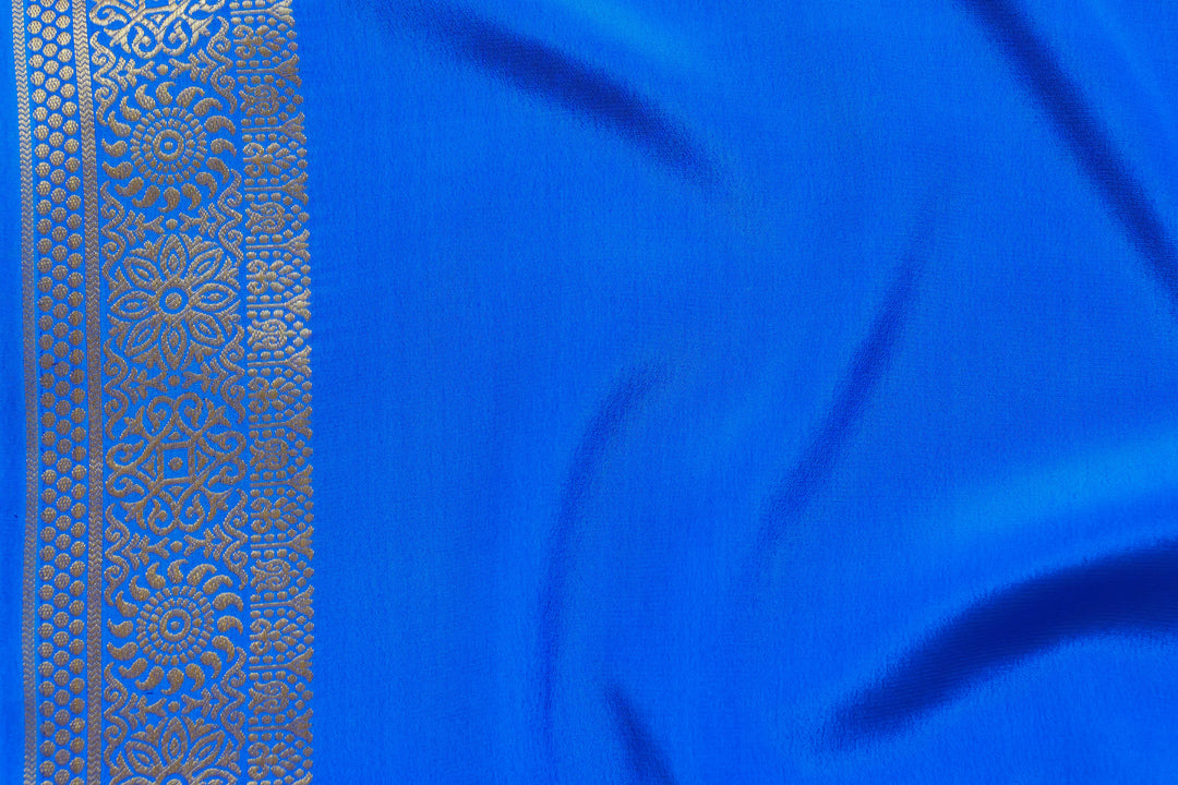 BLUE MYSORE CREPE SILK SAREES