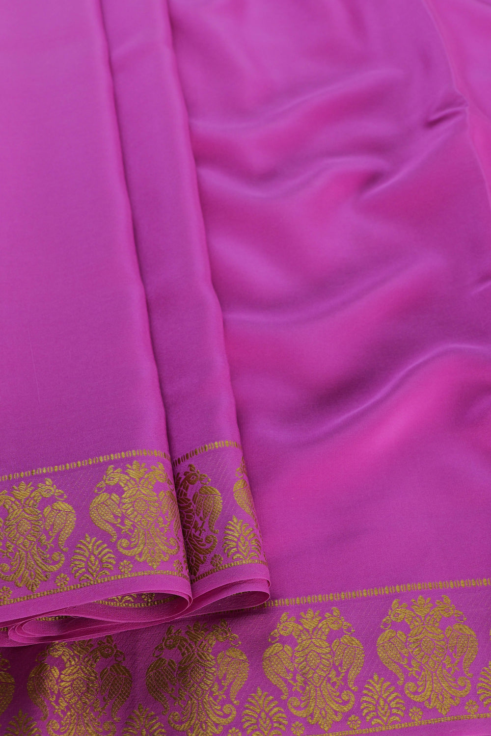 Pure Mysore Crepe silk saree in pink with gandaberunda border