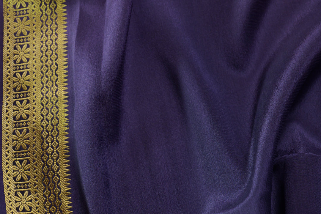 Pure Mysore Silk Saree in Deep Purple