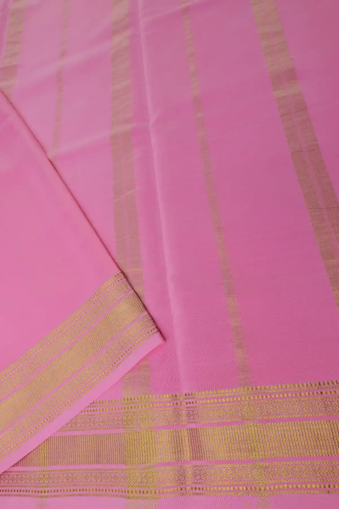 Pure Mysore Silk Saree in Brown and Pink Color with Contrast Pink Color Blouse