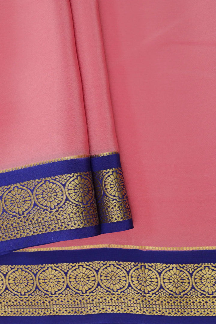 Pure Mysore Silk Saree in Pastel Pink and Blue Color