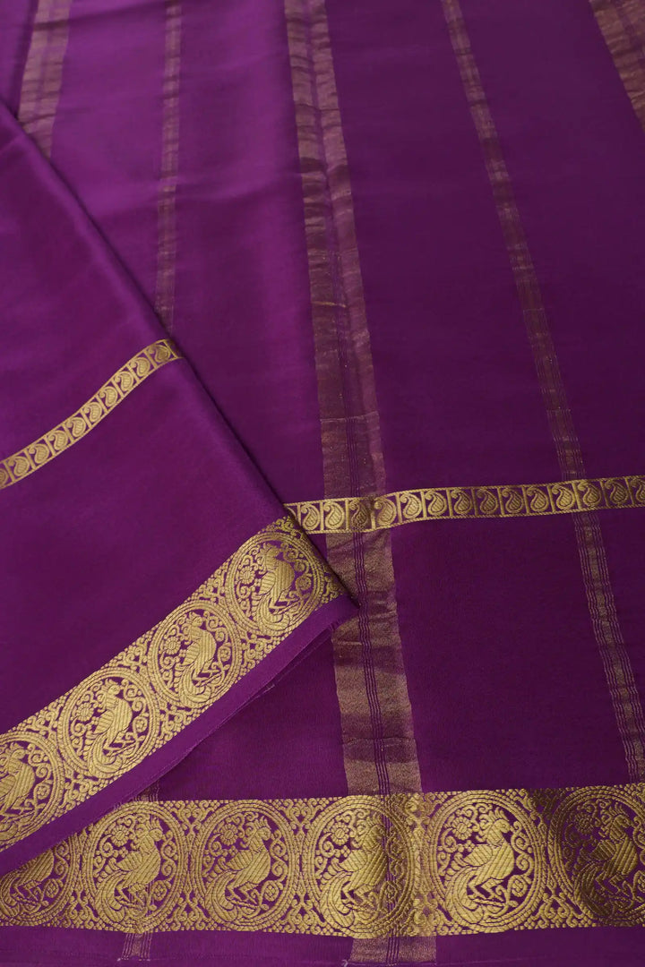 Pure Mysore Silk Saree in purple with pallu
